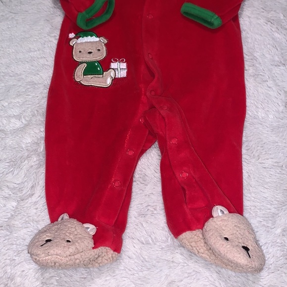(3 for $10) little me Christmas footie/sleeper - Picture 3 of 4